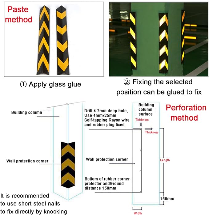 XPLKQXE Reflective Rubber Wall Corner Guard, Rubber Wall Protector Corner - Image 6