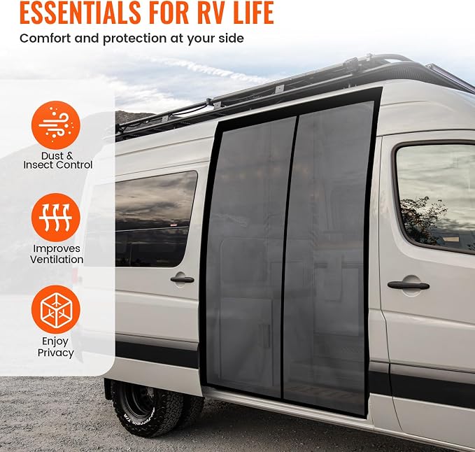 71''H x 59''W Van Bug Screen Side Door Sliding Door Window Covers - Image 3