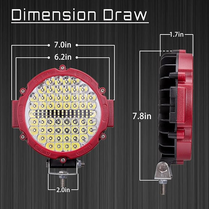 Round LED Light Pods, 7 Inch 120W 10000lm LED Off Road Driving Auxiliary Fog - Image 2