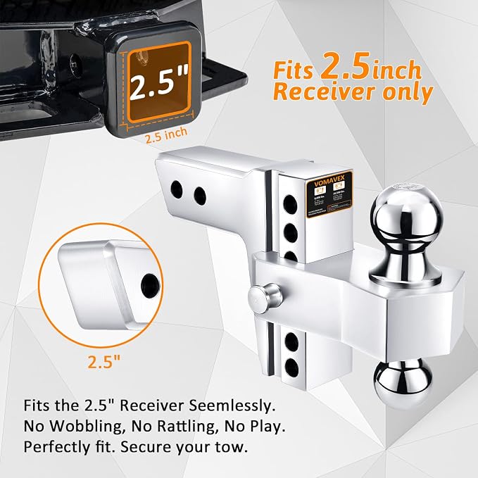 Adjustable Trailer Hitch-Drop Hitch Fits 2.5-Inch Receiver -6" Drop/Rise Tow - Image 4