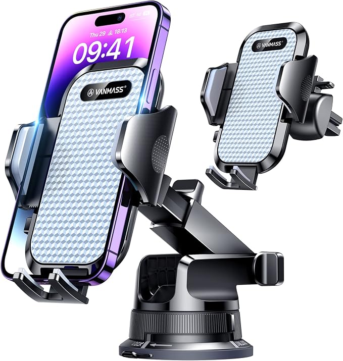 VANMASS Universal Car Phone Mount Dashboard Phone Holder, Handsfree Windshield by VANMASS