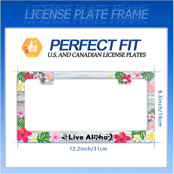 Aloha License Plate Frame Beautiful Hibiscus Flower License Plate Stainless - Image 7