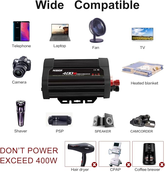 400W Car Power Inverter, DC 12V to 110V AC Converter - Image 6