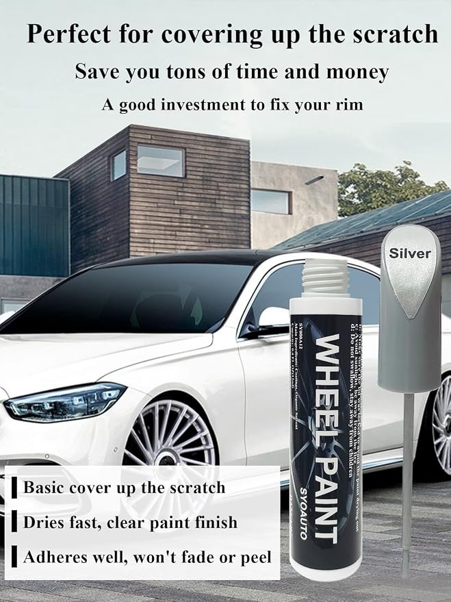 SYOAUTO Silver Rim Touch Up Paint Rim Scratch Repair Pen Wheel Touch Up Paint - Image 7