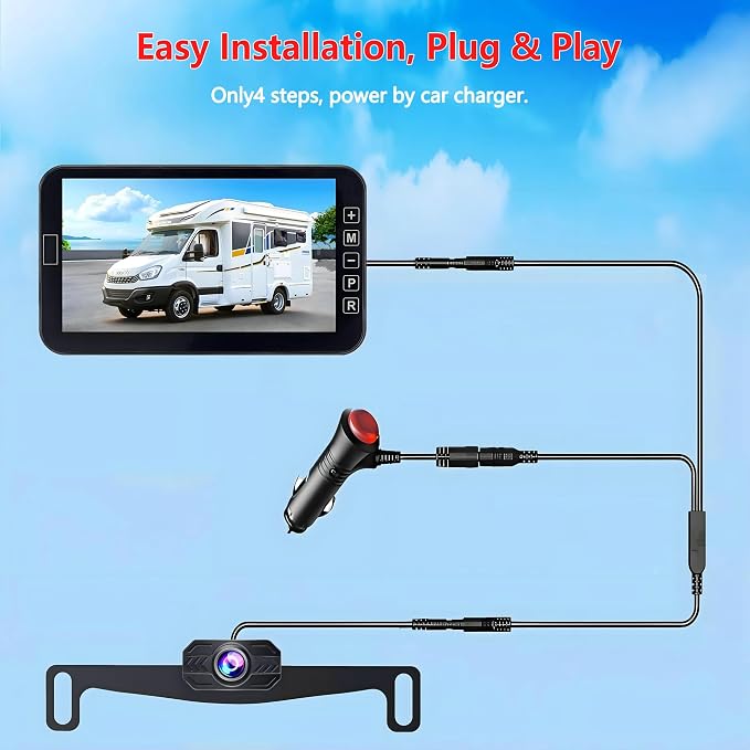 YIMU Car Backup Camera for Truck 7″ monitor AHD 2K Front Rear View Camera for - Image 3
