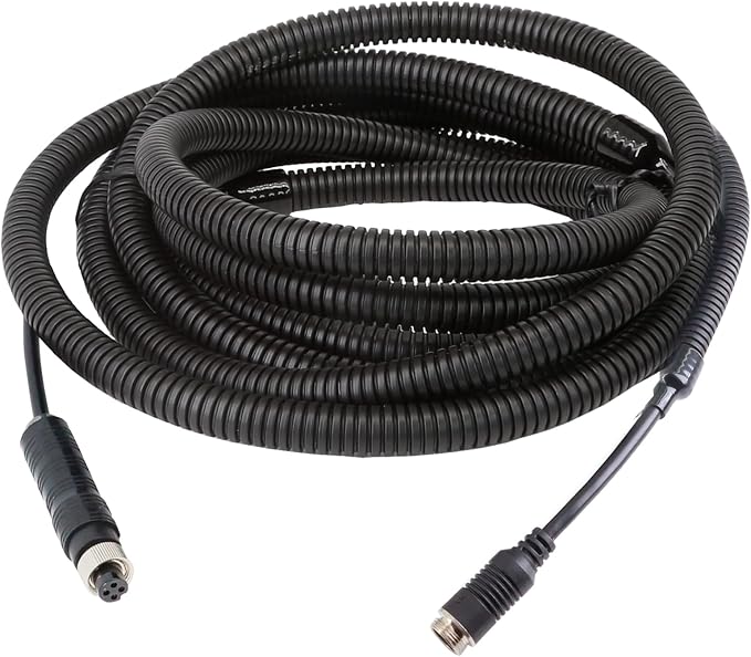 4 Pin Backup Camera Cable with Corrugated Tube Cover, 4 Pin Aviation Extension by STONVUE