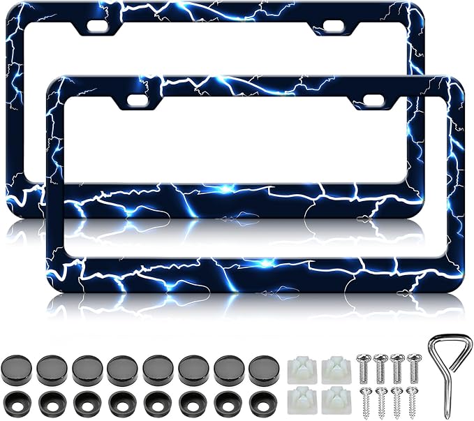 Blue Lightning License Plate Frames by Unknown