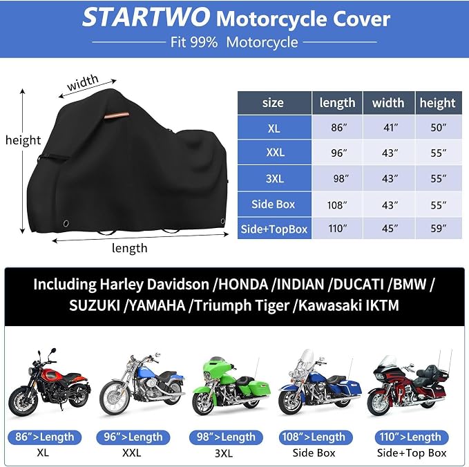 STARTWO Motorcycle Covers Waterproof Outdoor Storage - Image 8