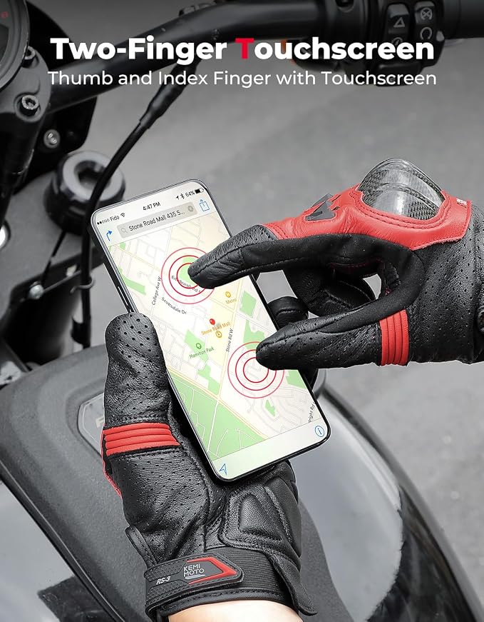 KEMIMOTO Sheepskin Leather Motorcycle Gloves - Image 2