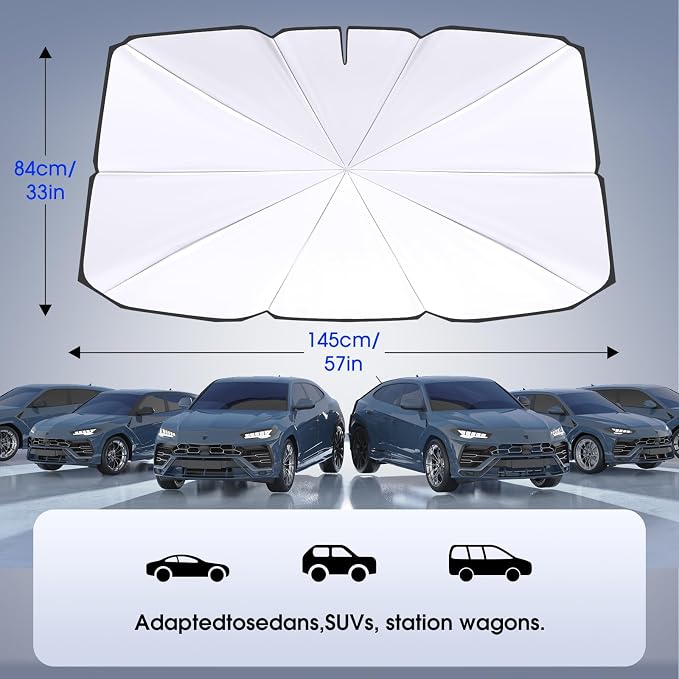 helloleiboo Foldable Car Windshield Sun Shade Umbrella 360°Rotating - Image 6