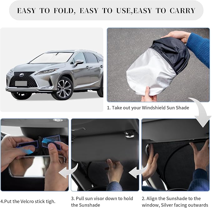 Sun Shade Sunshade for Lexus RX 2016-2022 Windshield Cover, 4-Layer Front - Image 6