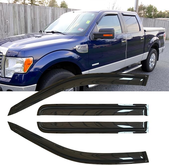 4pcs Original Shatterproof Outside Mount Style Window Rain Guard Shield Side by Deebior