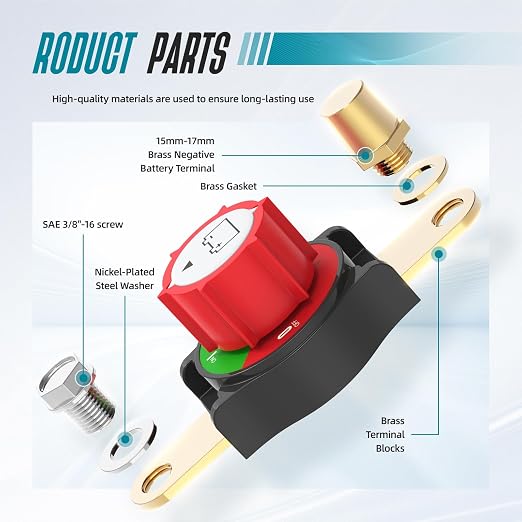 Battery Disconnect Switch, Hilictokt Top Post to Side Post Battery Switch 275A - Image 6