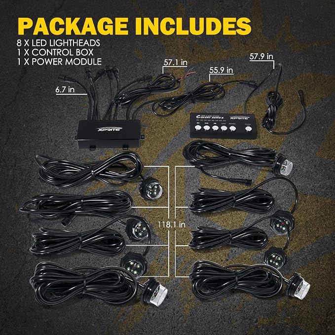 Xprite White Amber LED Hideaway Strobe Lights Kit 20 Flashing Patterns - Image 7