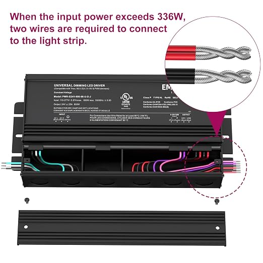 EMITEVER Dimmable Led Driver, 600W AC 110V-277V to DC 24V Transformer, 5-in-1 - Image 2