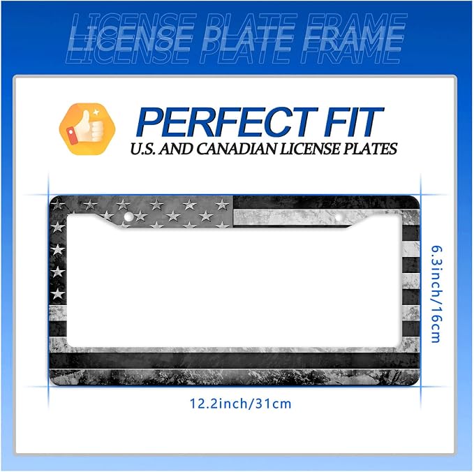 Grey Black American Flag License Plate Frame Vintage USA Flag License Plate - Image 7