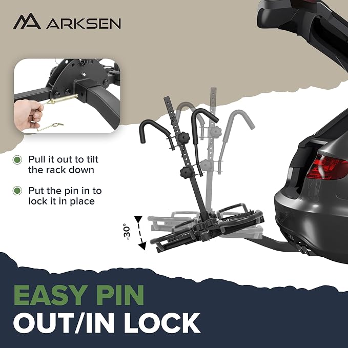Arksen Hitch Mounted Bike Rack Smart Tilting 2-Bike Platform Style 150 lbs - Image 4