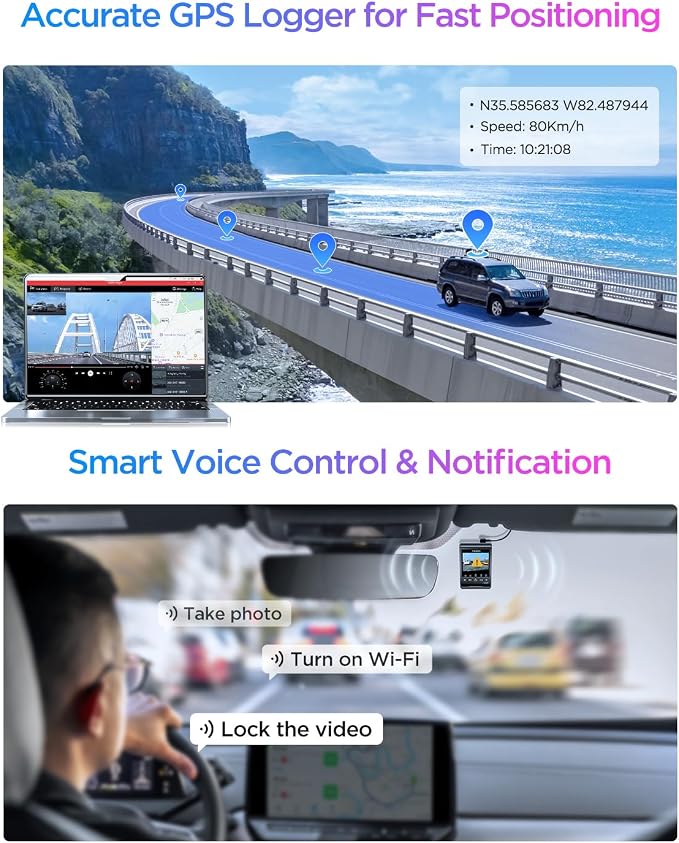 VIOFO A329S 4K 60FPS Dash Cam Front and Rear, 4K+2K Dual Dash Camera - Image 8