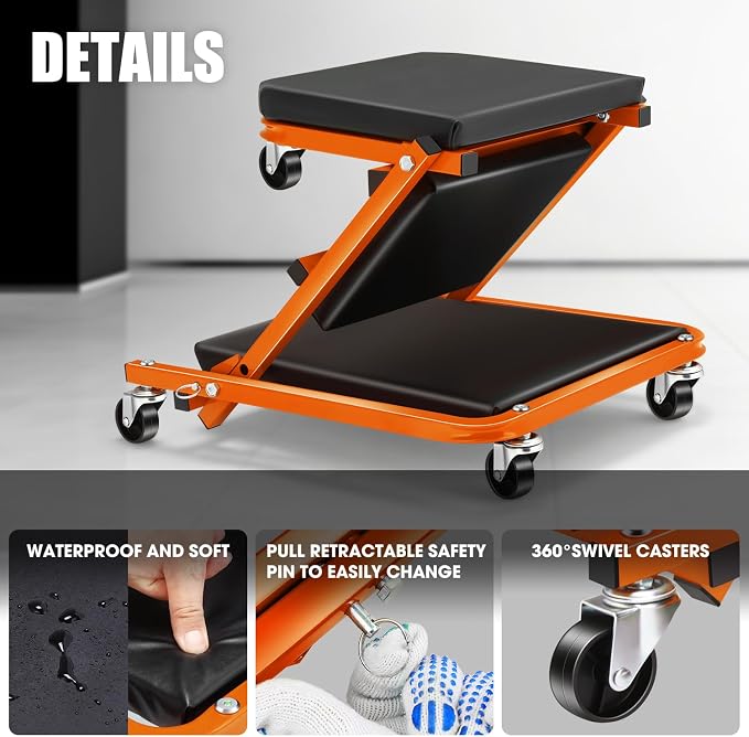 DNA MOTORING 36 Inches 2 IN 1 Rolling Folding Car Creeper/Seat, 150kg Weight - Image 6