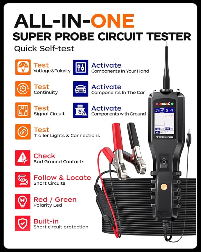ANCEL PB100 Automotive Power Circuit Probe Tester, 12 24V Electrical Short/Open - Image 2
