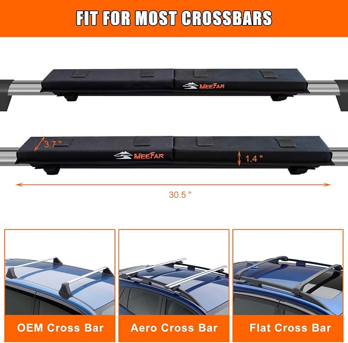 MeeFar Universal Roof Rack Pads Fit on Cross Bars - Image 2