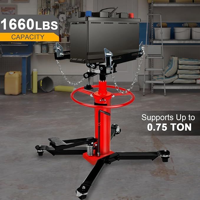 Transmission Jack 1660 lbs/ 0.75 Ton Capacity Hydraulic Telescopic Transmission - Image 2