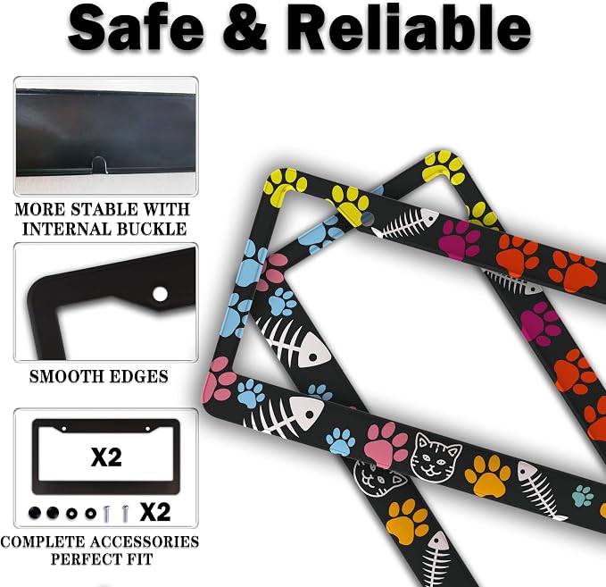 License Plate Frames for Women Multicolor Plate Cover for Car for Men Cat Lover - Image 4