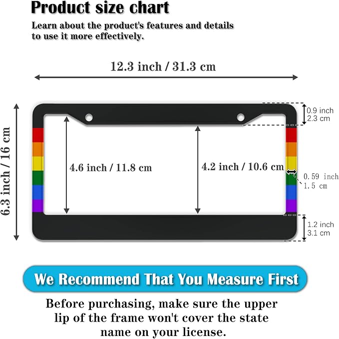 License Plate Frames Rainbow Automotive Exterior Accessories Gay Rainbow Strip - Image 2