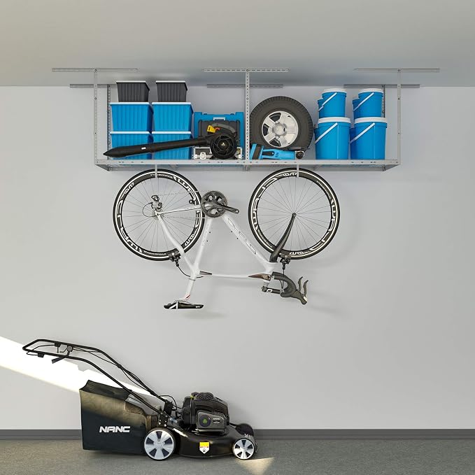 2ftx8ft Overhead Garage Storage Rack, Heavy-Duty Metal Garage Ceiling Storage - Image 2