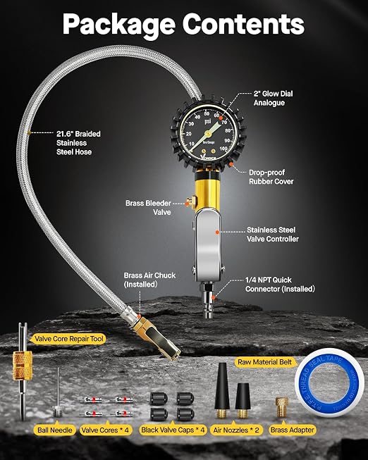 Vondior Tire Inflator with Pressure Gauge - Image 2