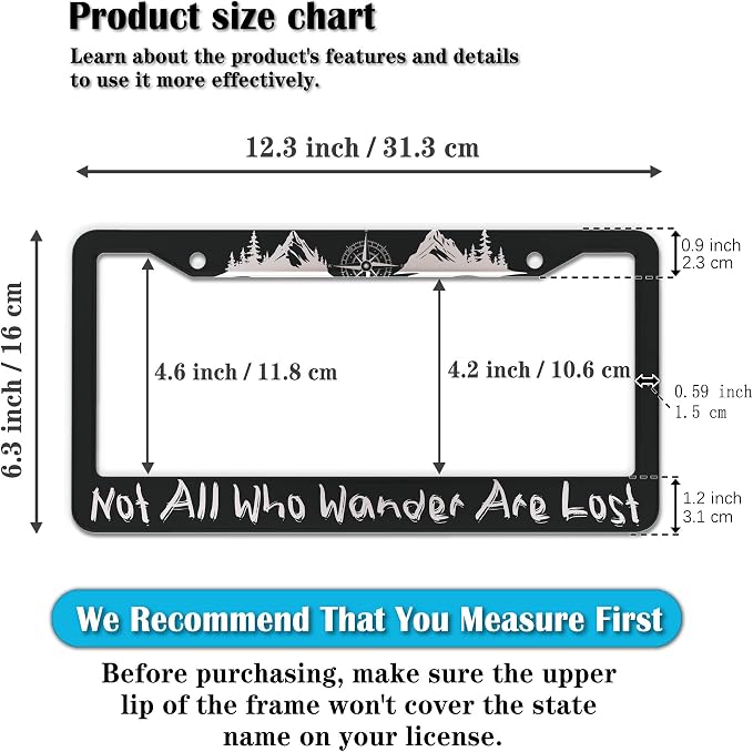 Metal License Plate Frame Black and White License Plate Frames Not All Who - Image 2