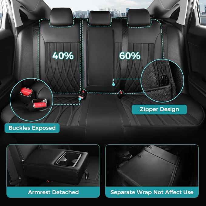 Seat Covers for Honda Civic Sedan EX-L, Sport 2016 2017 2018 2019 2020 2021 - Image 4