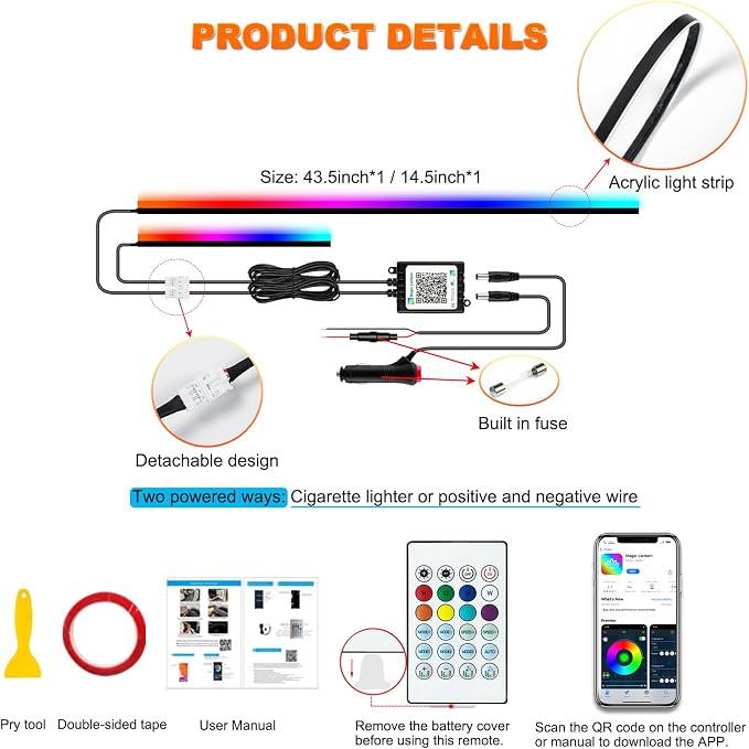 Interior Car LED Strip Lights, Acrylic LED Lights - Image 6