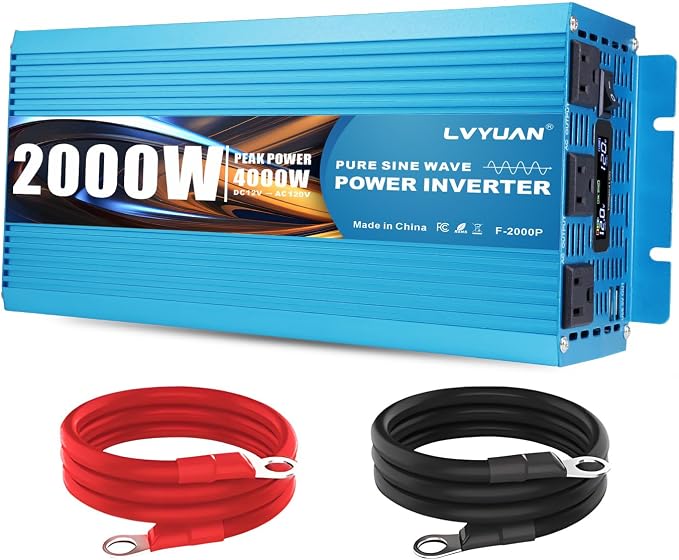 LVYUAN 2000 Watt Pure Sine Wave Inverter 12V to 110V 120V DC to AC by LVYUAN
