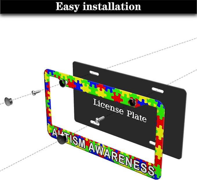 Custom License Plate Frame Multicolor License Plate Frames Autism Awareness - Image 7
