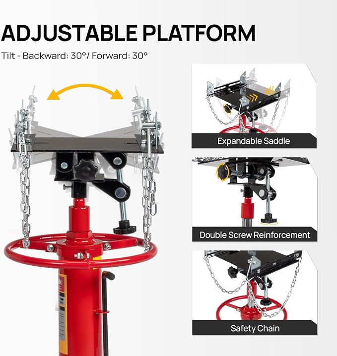 TUFFIOM Transmission Jack, 1660 lbs 3/4-Ton Hydraulic 2-Stage High Lift - Image 5