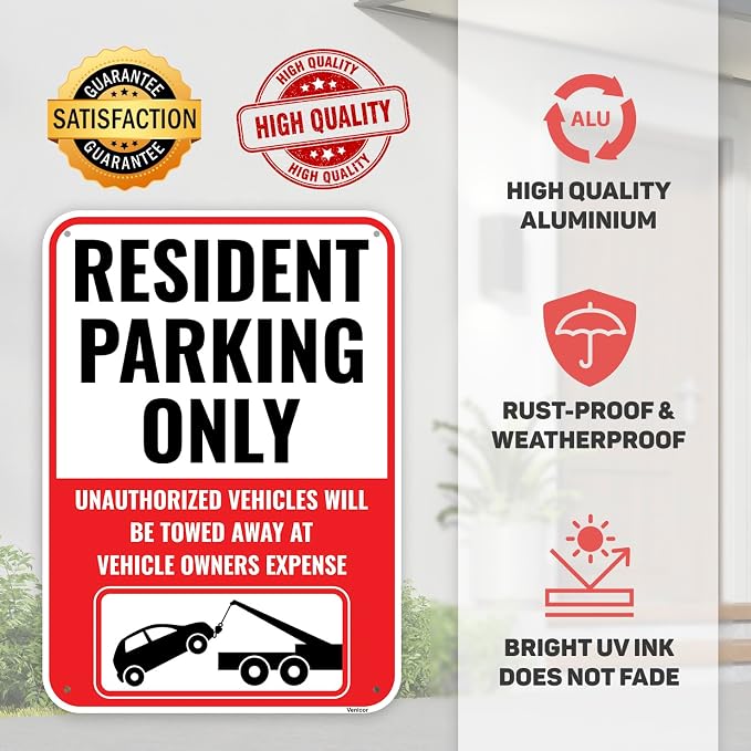 1PC Resident Parking Sign, 14 x 10 Inches - Image 3