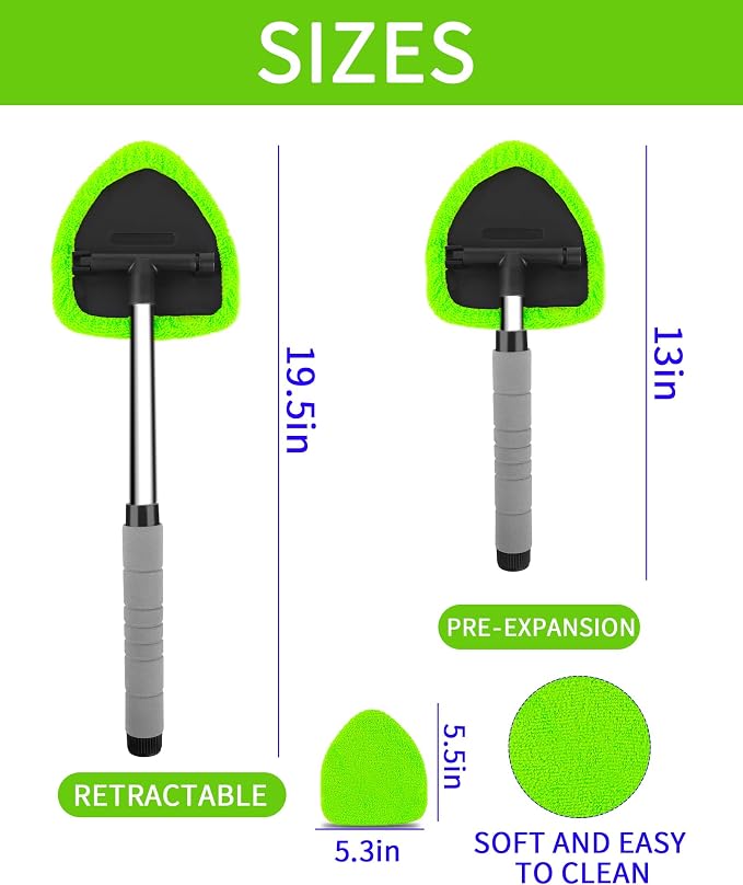 Auto Window Cleaning Tool, Retractable Windshield Cleaner Wand, Car Window - Image 2