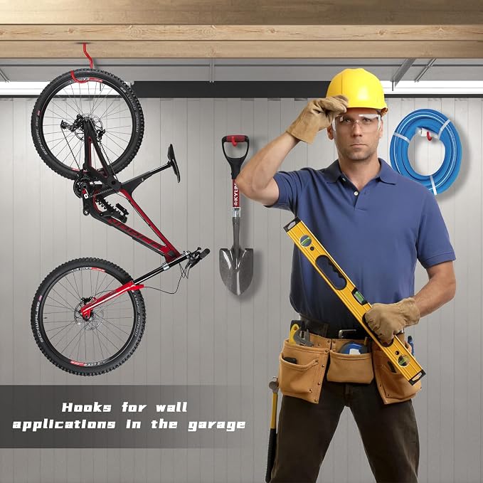 Bike Hooks Heavry Duty 6-Pack, Bicycle Storage Hanger Screw in Ceiling Hooks - Image 7