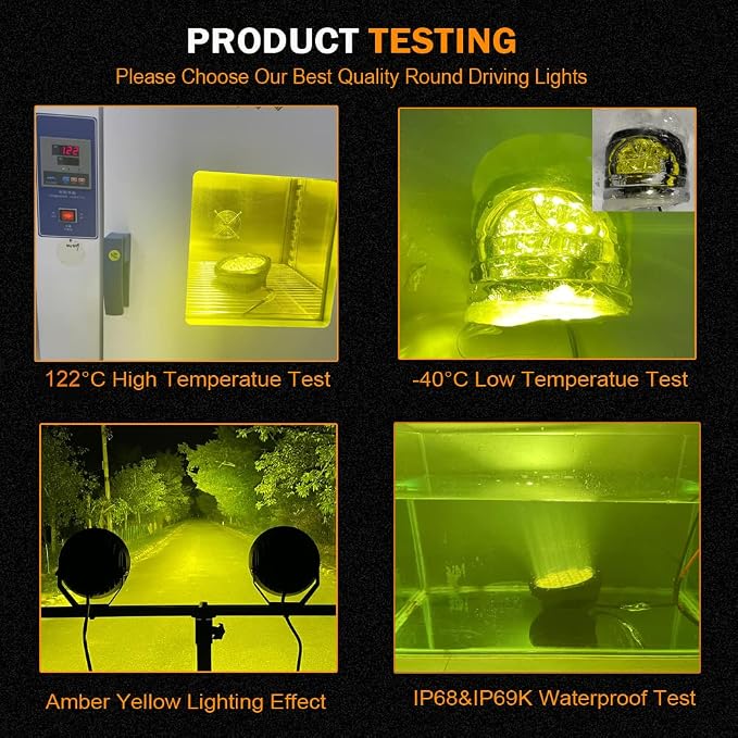 BIGLION.X 7Inch Round LED Amber Driving Offroad Lights 2PCS 210W 32000LM Amber - Image 2