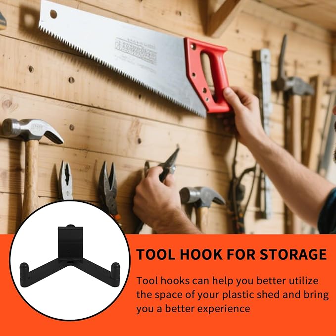 3Pcs Tool Hooks for Storage, ABS Shed Hooks Wall Shed Hanger Garage - Image 6