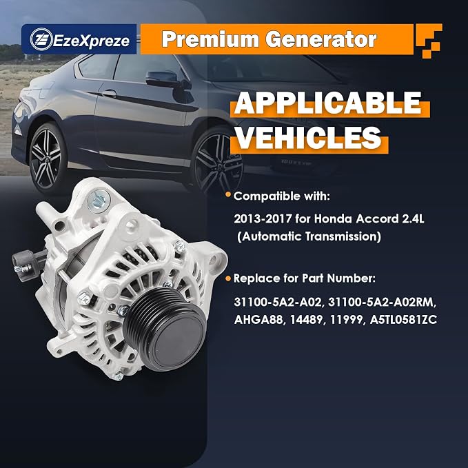 EZEXPREZE Alternator for Honda Accord 2.4L 2013 2014 2015 2016 2017 Automatic - Image 2