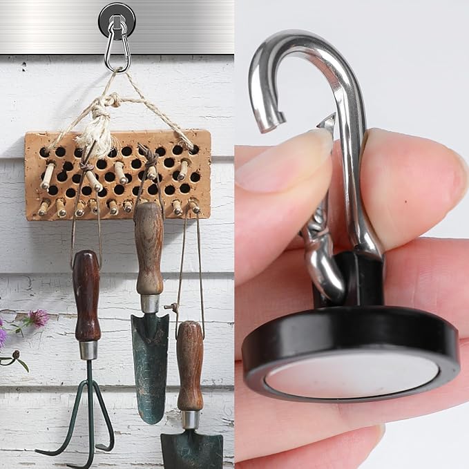 MIKEDE 6 Pack Strong Magnetic Hooks, 70LBS Pull Force Neodymium Magnetic Hooks - Image 5