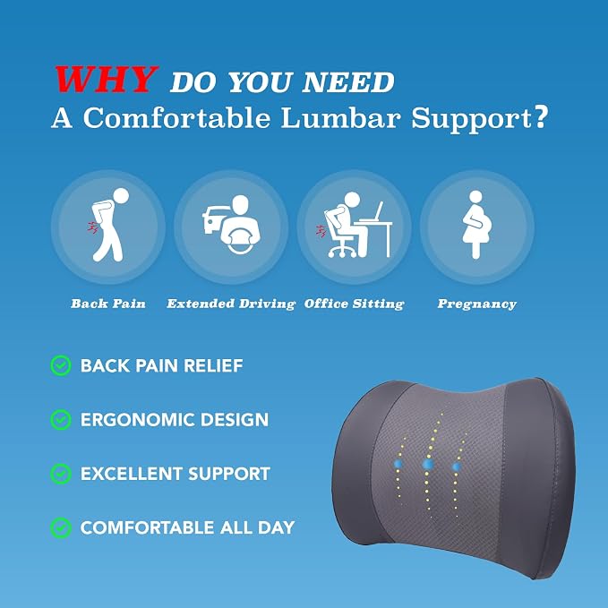Lumbar Support Pillow for Car, Memory Foam Lumbar Pillow for Lower Back Pain - Image 3