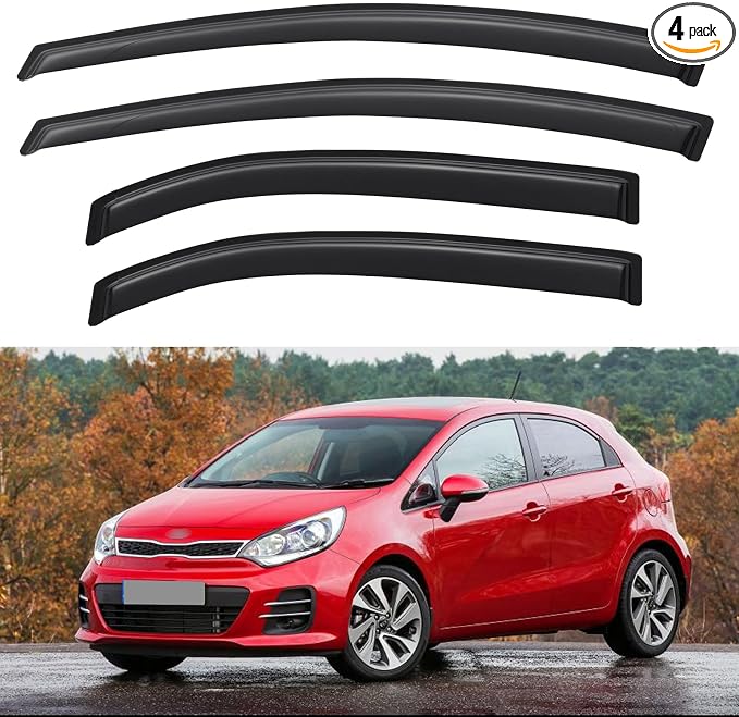 Window Visors Rain Guards for 2012-2017 Kia Rio Hatchback, Out-Channel Window by YQAUTEC