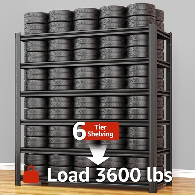 6 Tier Metal Shelving Unit 84" H x 55.12" W x 24" D, 3600LBS Adjustable Storage - Image 5