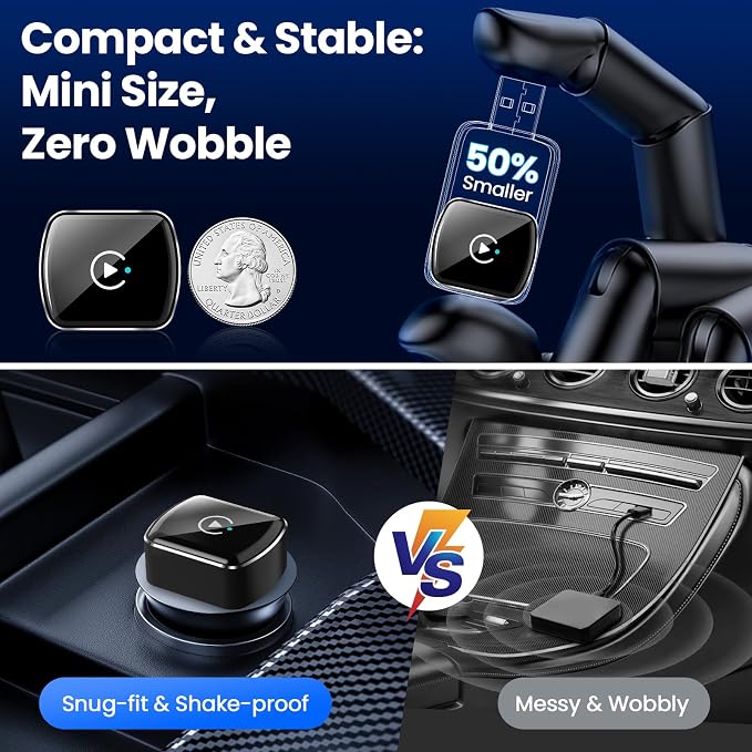 Wireless CarPlay Adapter & Android Auto, 2-in-1 CarPlay Adapter Convert Wired - Image 3