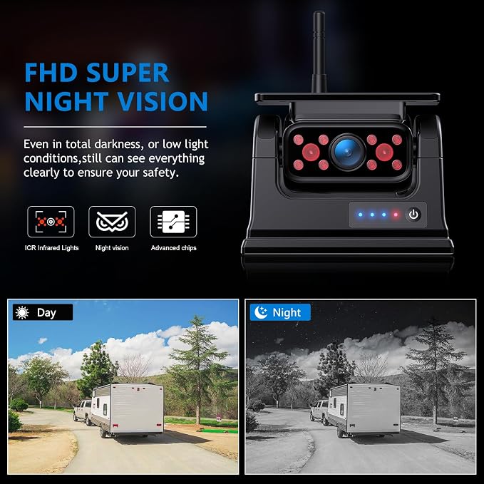 WiFi Magnetic Solar Wireless Backup Camera, 10500mAh Rechargeable 1080P Rear - Image 5