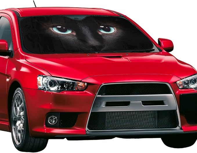 Black cat Eyes Car Windshield Sunshade Front Window Sun Visor Protector - Image 2