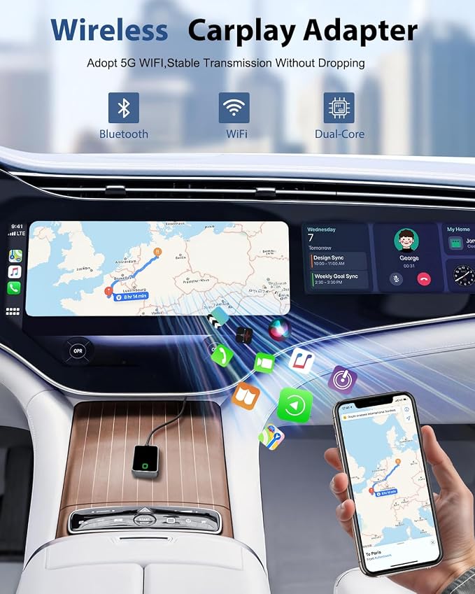Wireless Carplay Adapter for iPhone, Converts Wired CarPlay to Wireless - Image 4